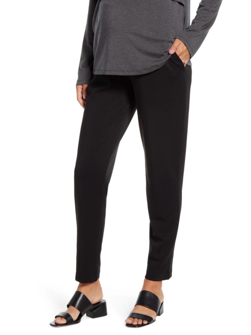 Maternity Black Stretch Tapered Pants/Trousers
